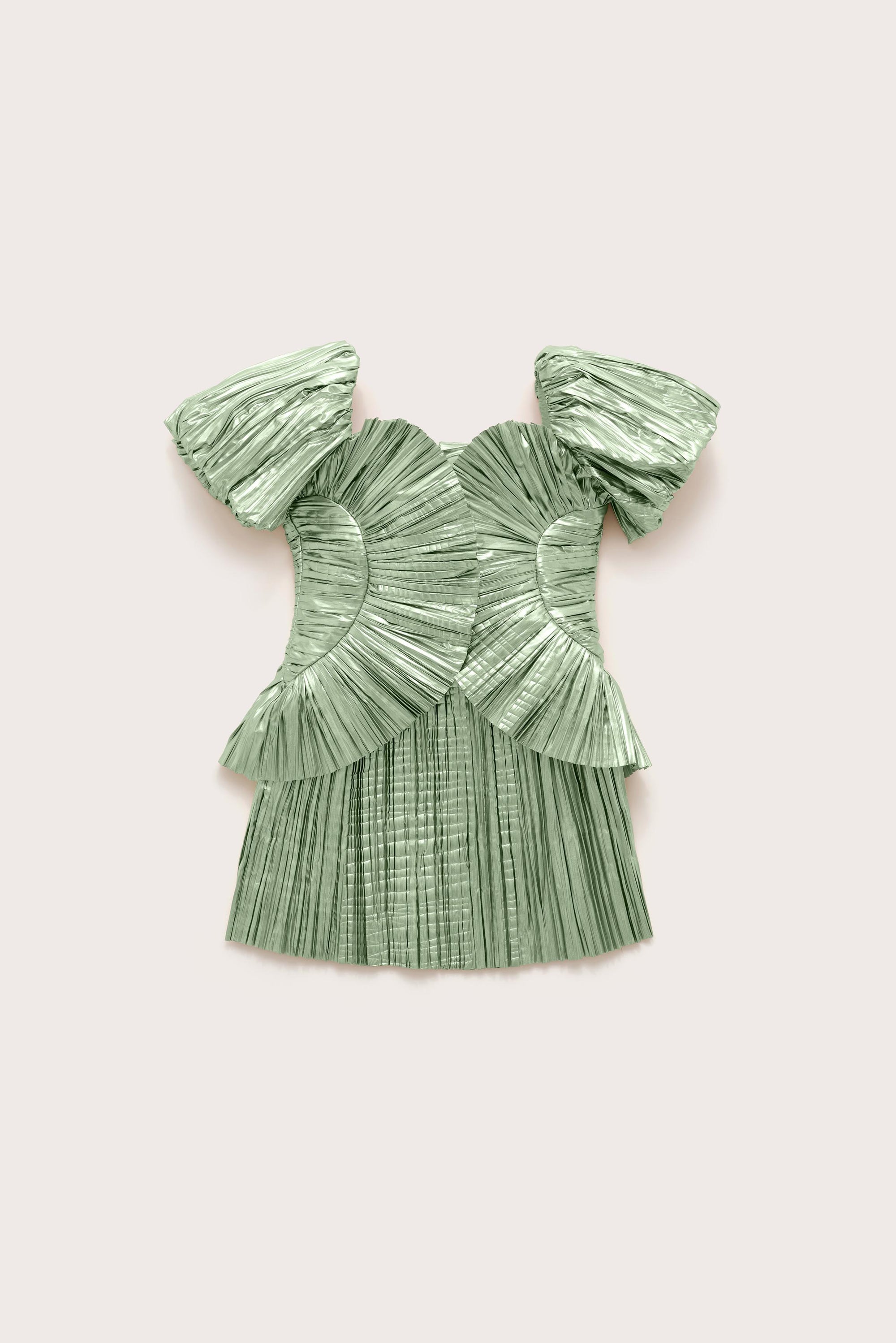 KIDS CHARLIQUE DRESS - SPEARMINT METALLIC