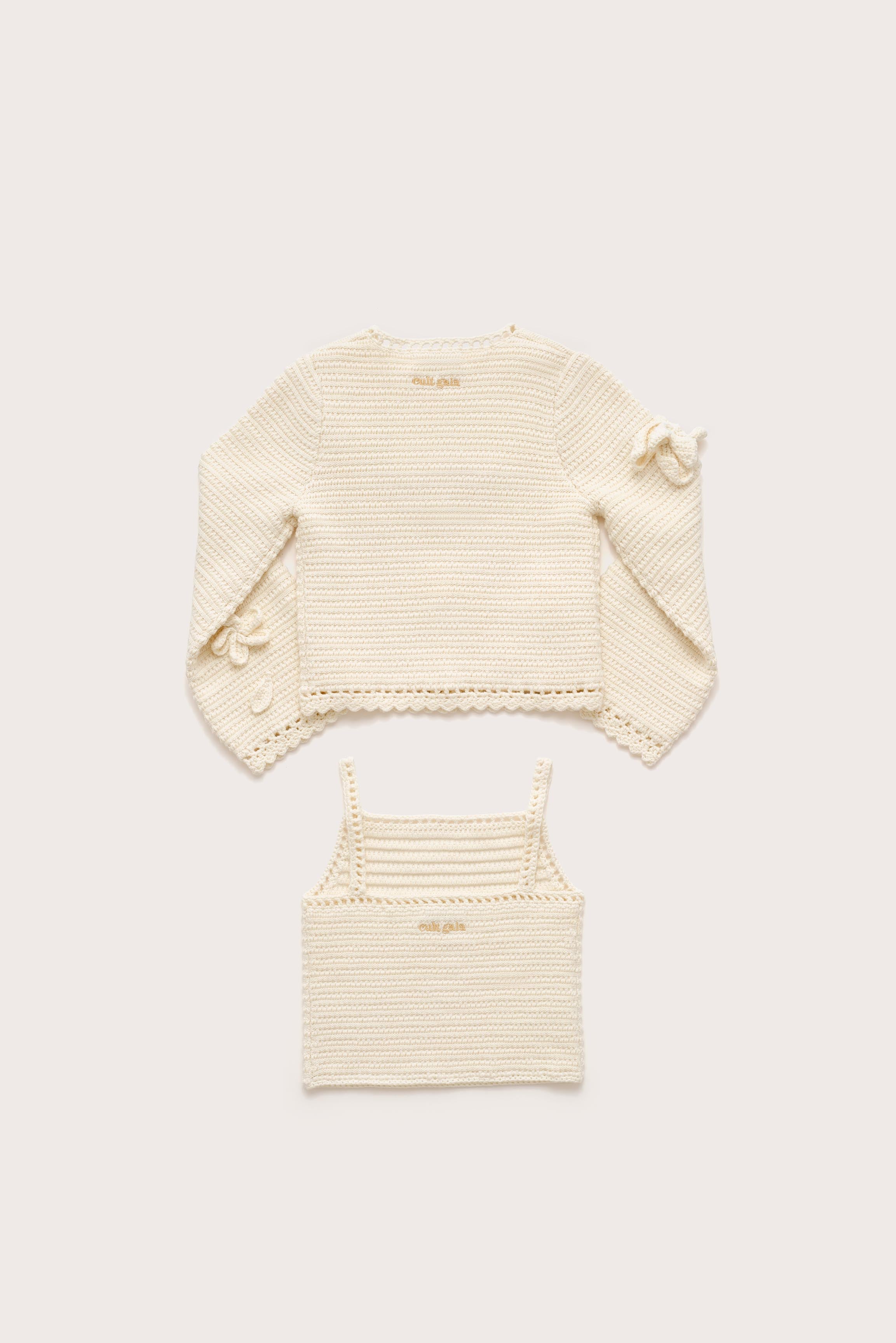 KIDS DAHLIE CARDIGAN SET  - OFF WHITE