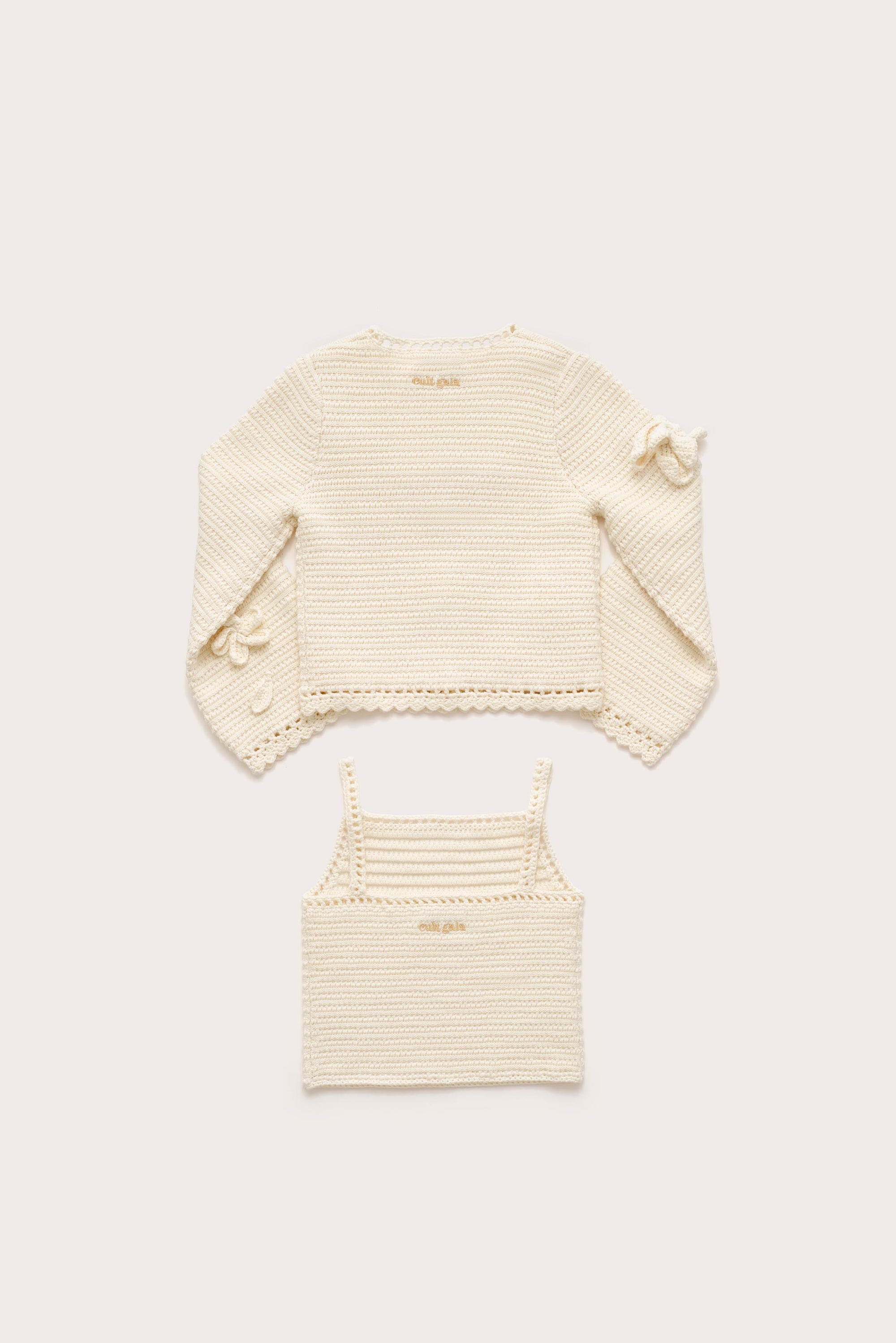 KIDS DAHLIE CARDIGAN SET  - OFF WHITE