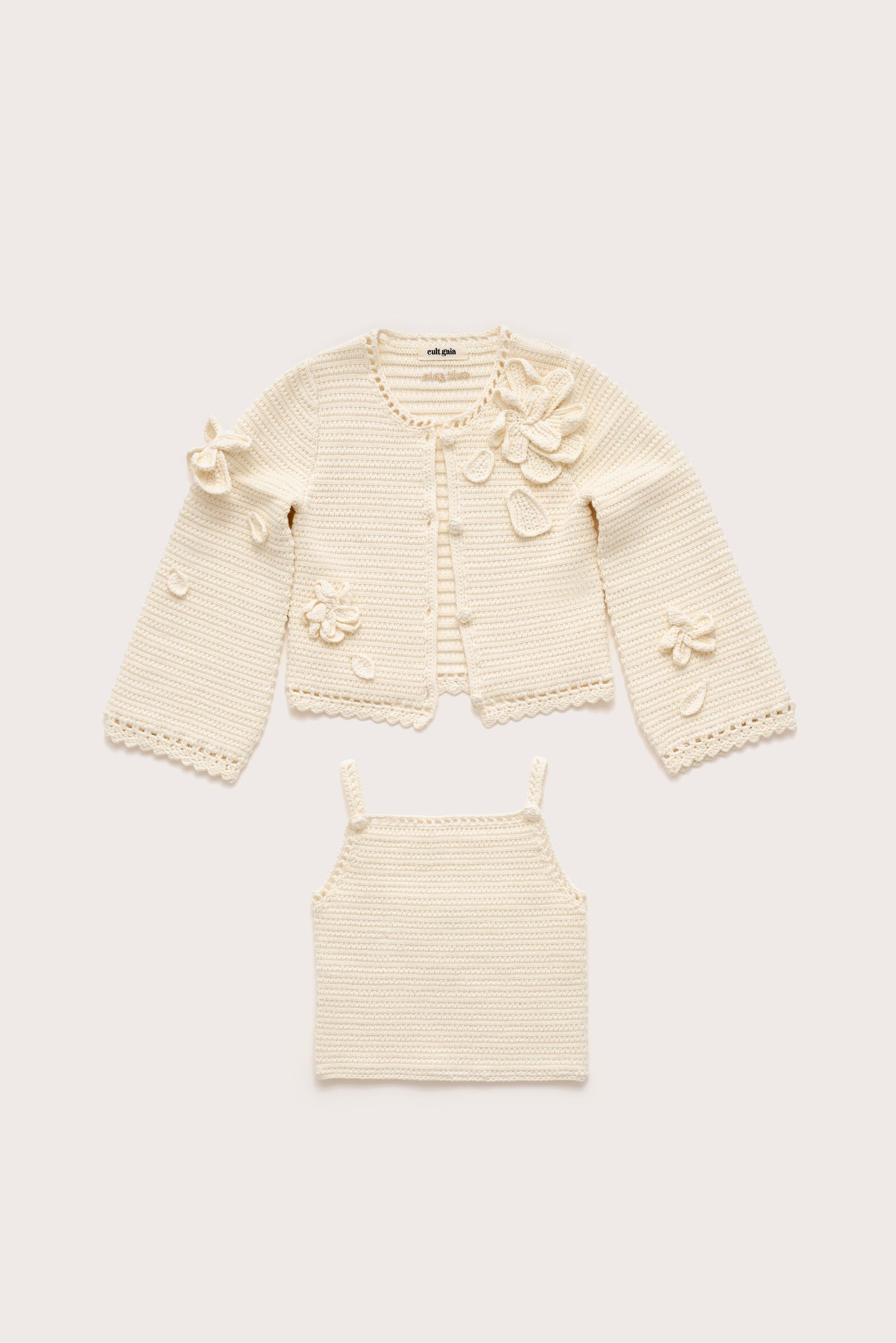 KIDS DAHLIE CARDIGAN SET  - OFF WHITE