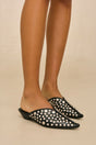 THE JASMIN STUDDED BABOUCHE MULE - BLACK