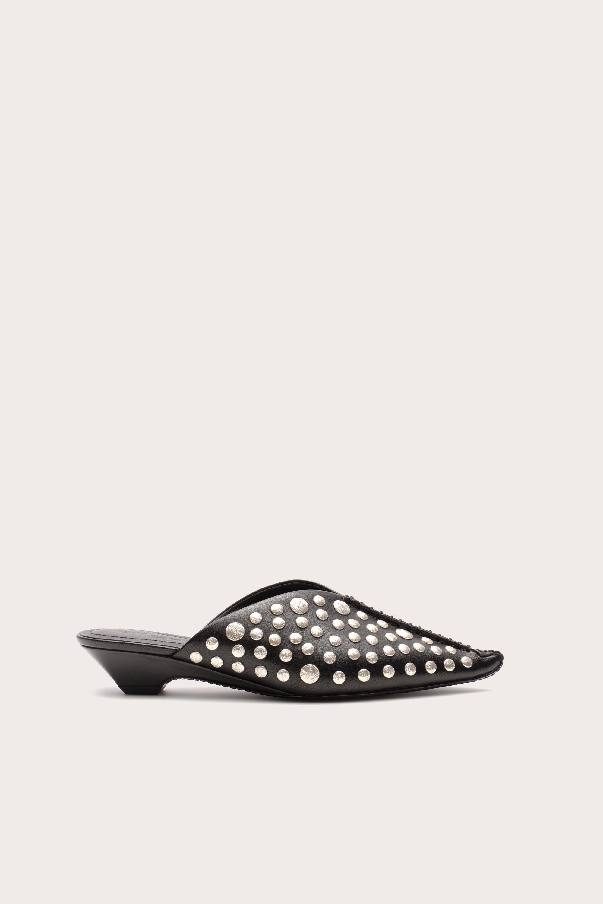 THE JASMIN STUDDED BABOUCHE MULE - BLACK