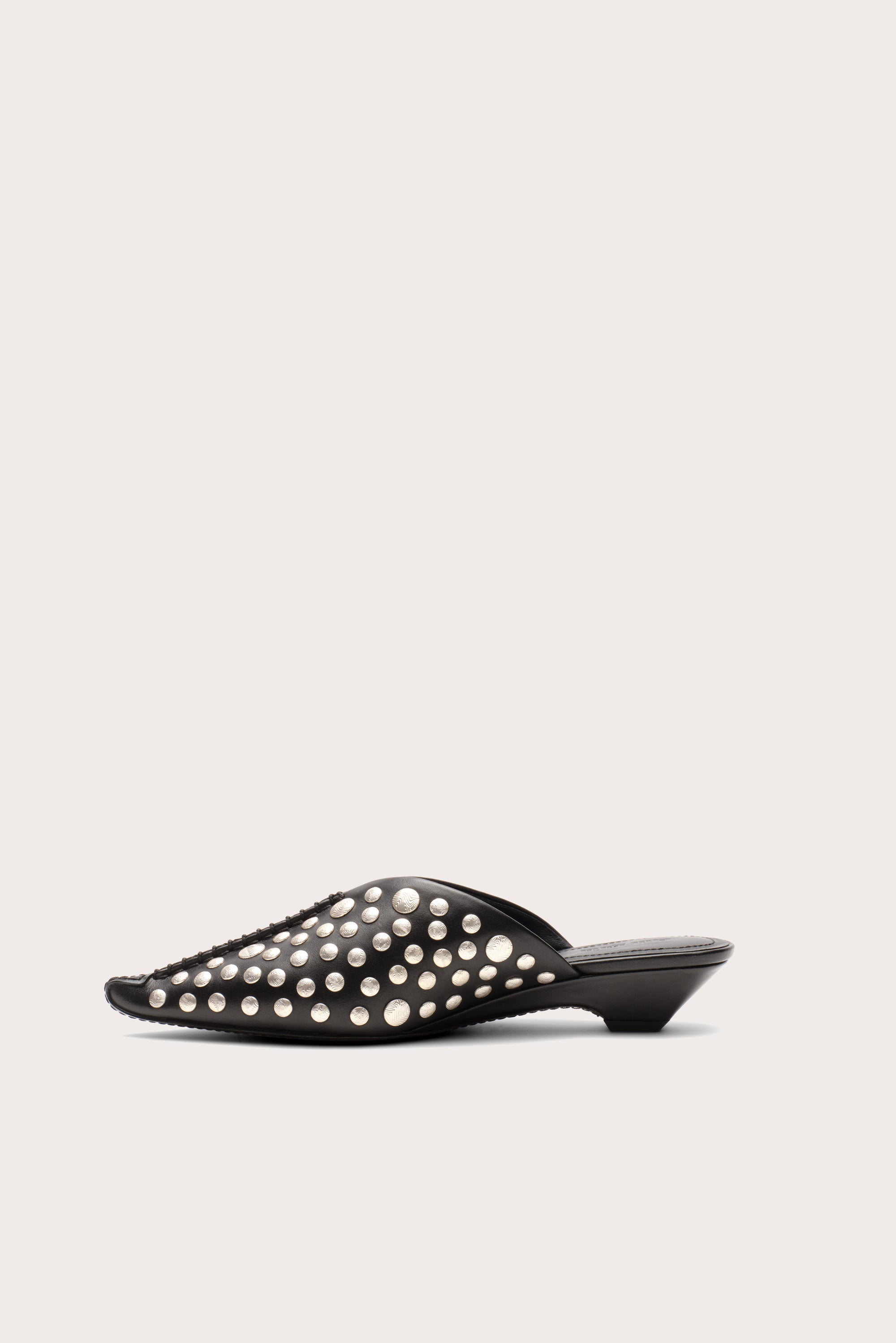 THE JASMIN STUDDED BABOUCHE MULE - BLACK