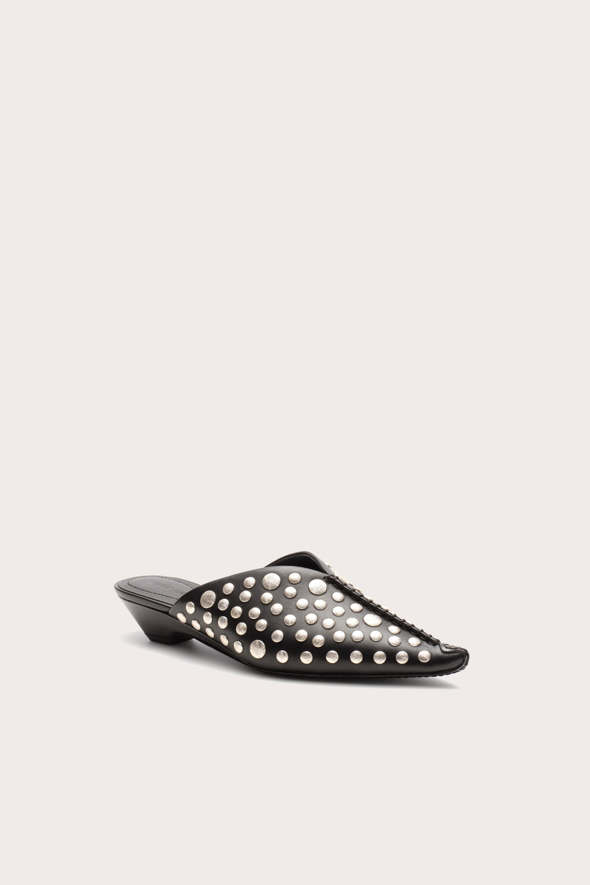 THE JASMIN STUDDED BABOUCHE MULE - BLACK