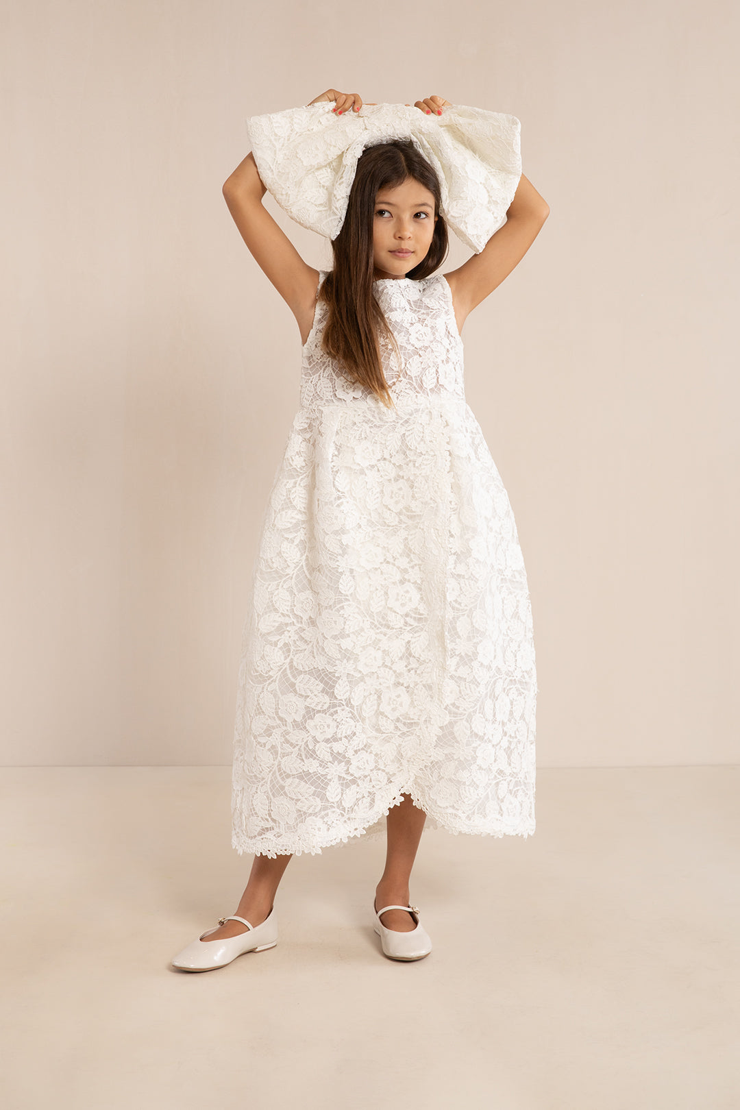 KIDS ISLA DRESS & JACKET - OFF WHITE