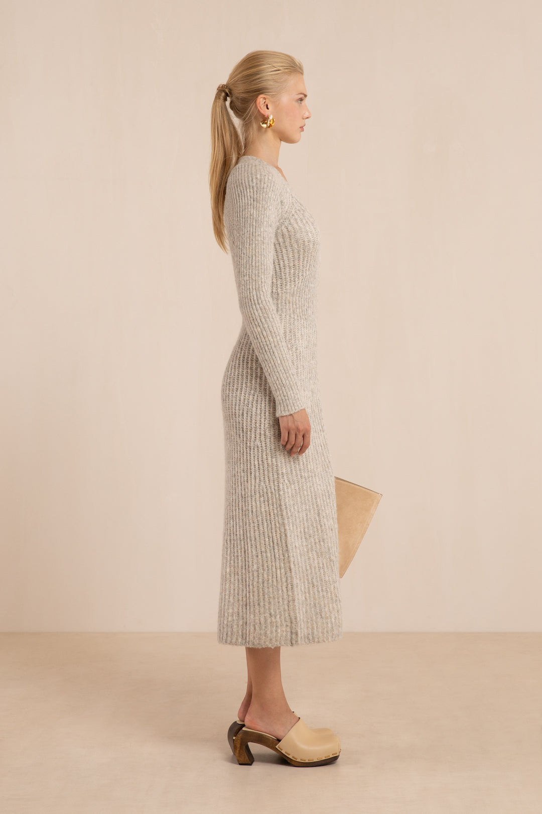 BESSIANA KNIT DRESS - FOG