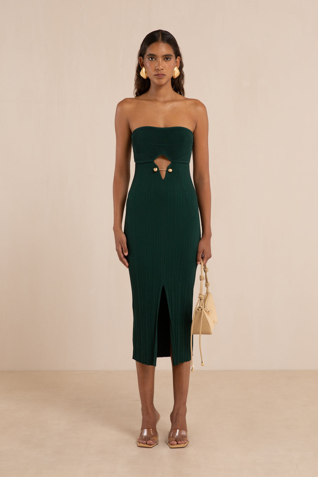 CULT GAIA CHRISTY KNT DRESS IN FOREST GREEN