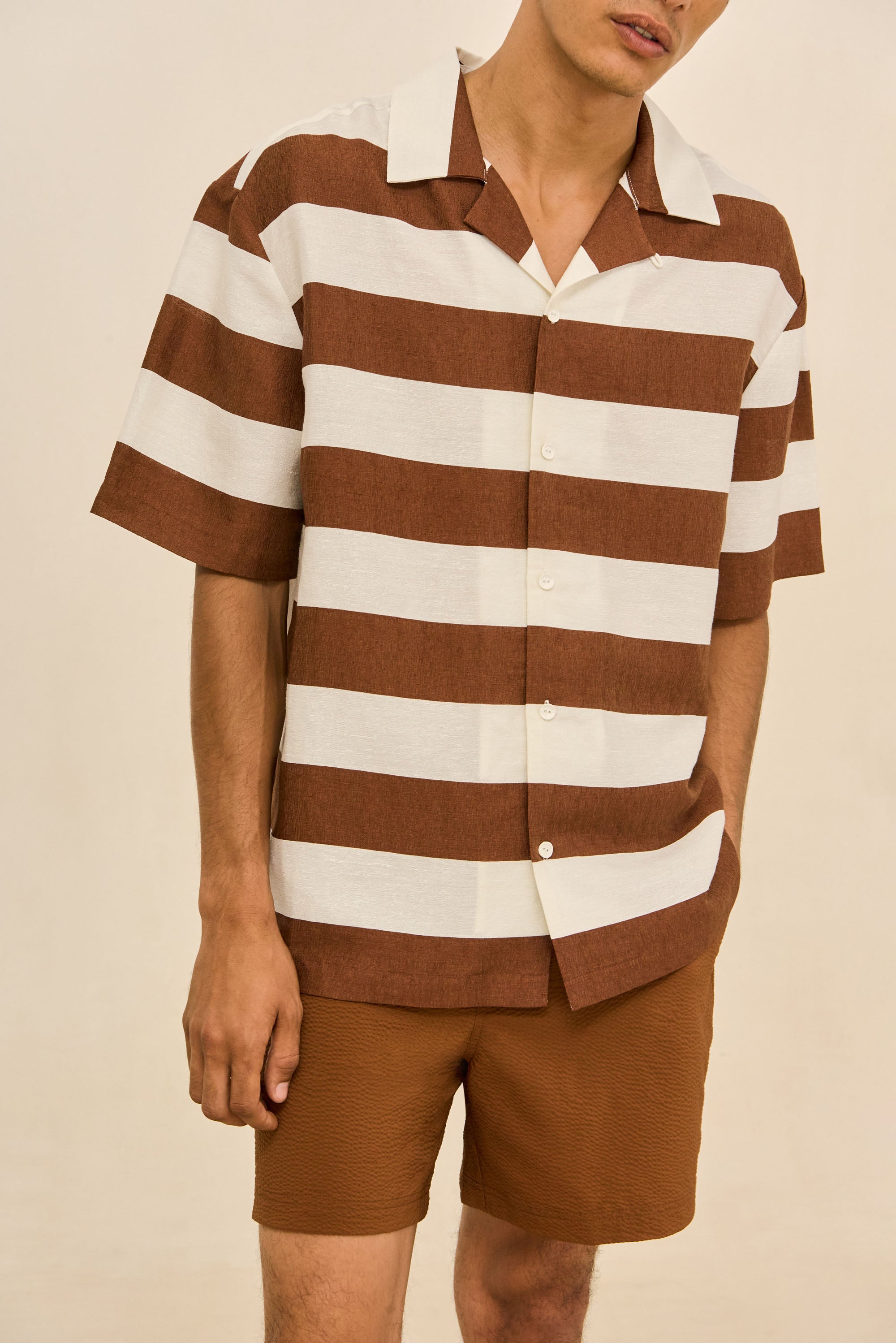 LEONARDO SHIRT - LARGE SADDLE STRIPE