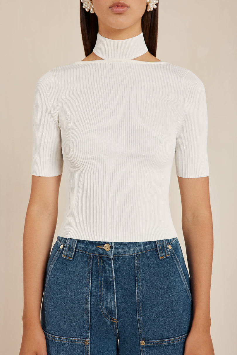BRIANNA KNIT TOP - OFF WHITE