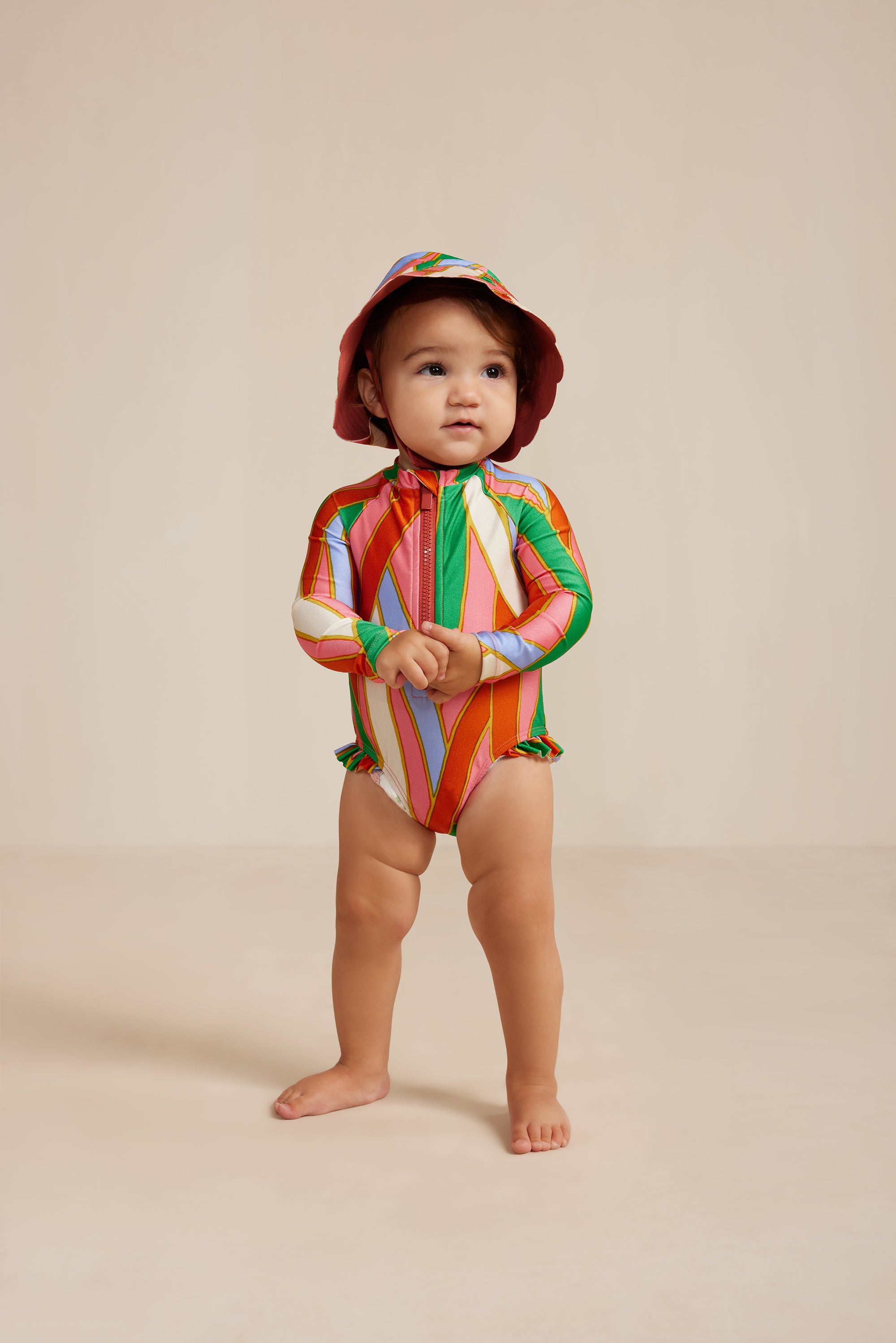 BIJOU BABY RASHGUARD SET - VINTAGE STRIPE PRINT