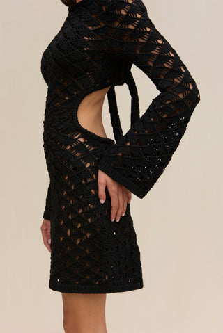 LIAM KNIT COVERUP DRESS - BLACK