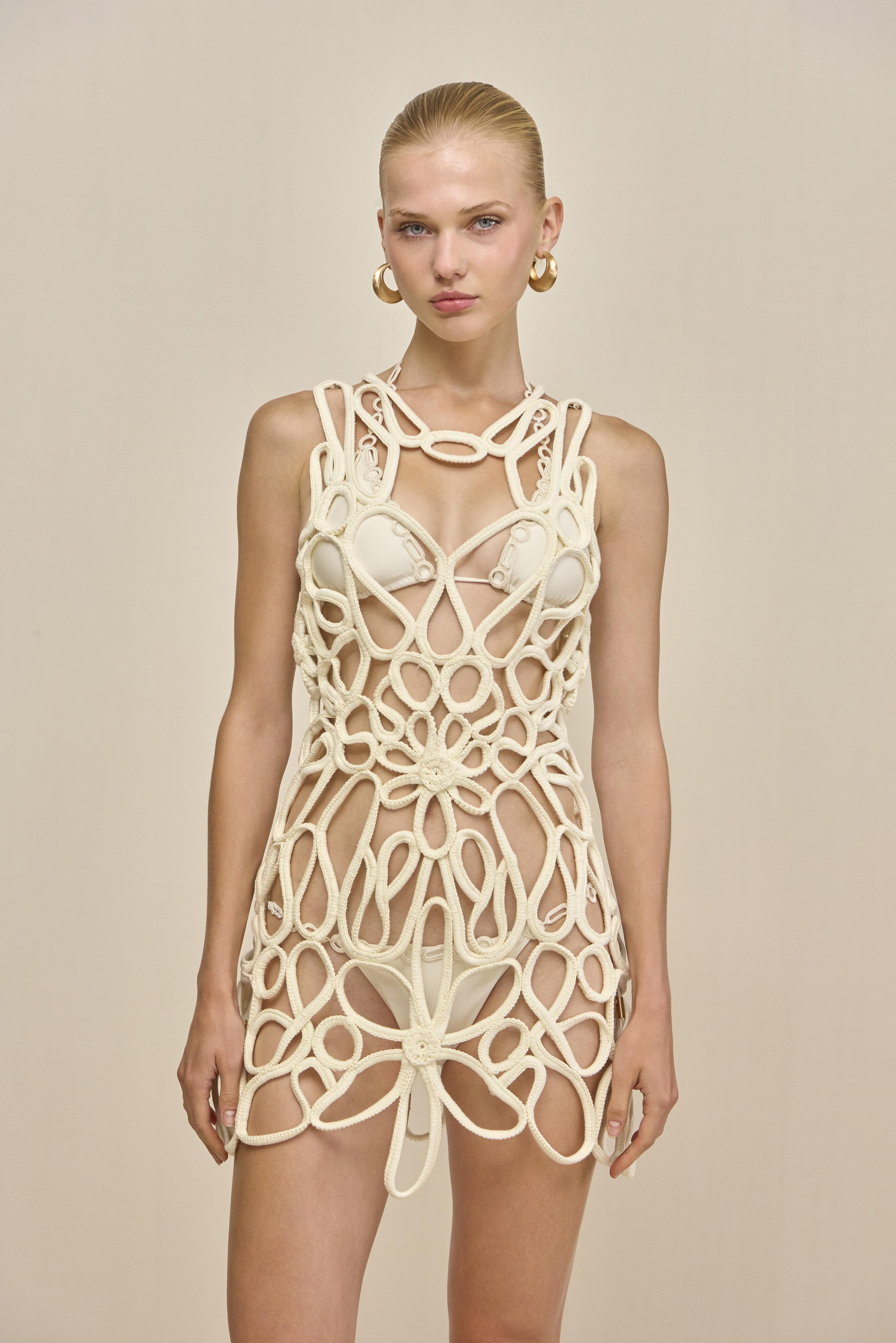 DANICA CROCHET DRESS - OFF WHITE CULT GAIA DANICA CROCHET DRESS - OFF WHITE CULT GAIA