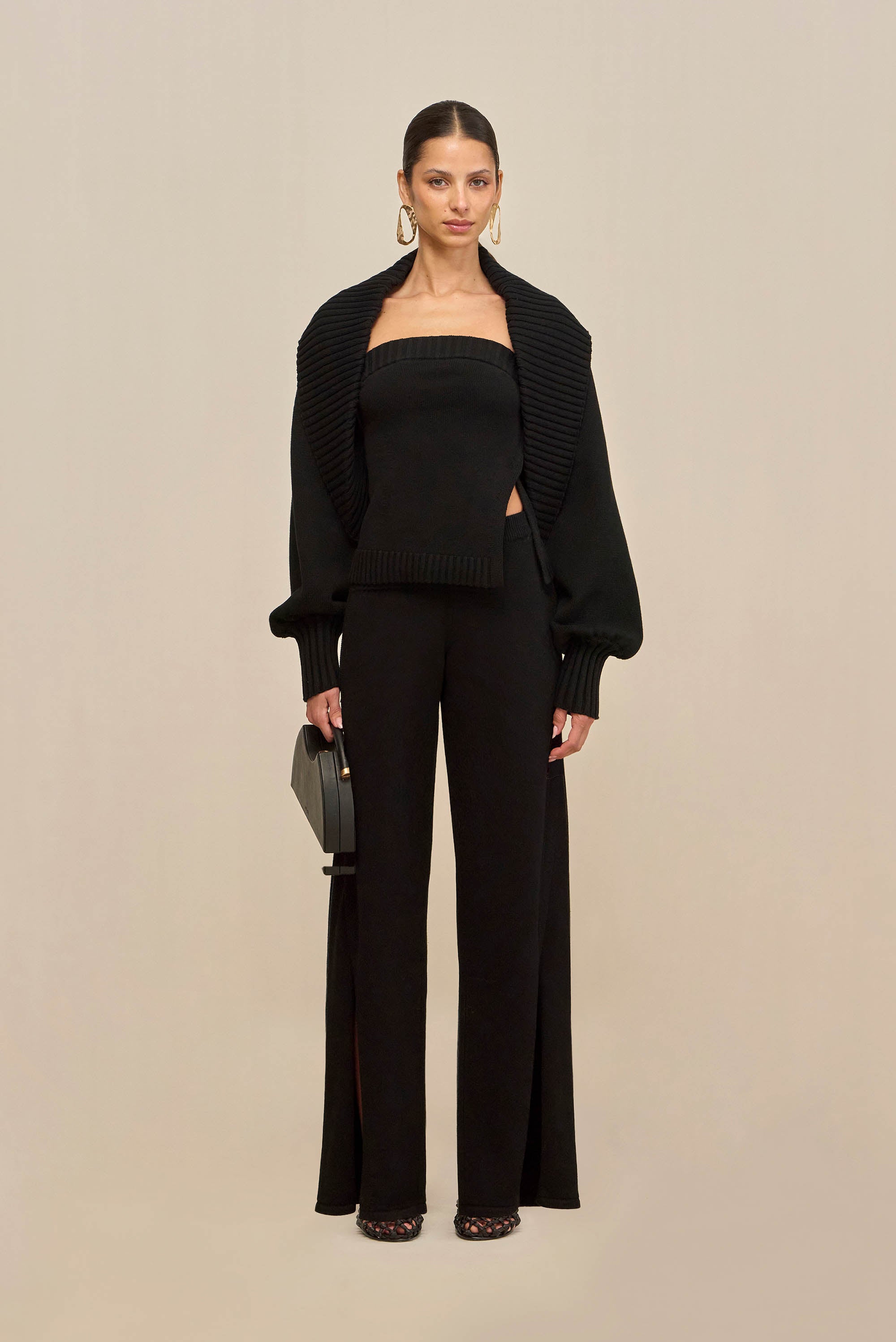 LOU KNIT TOP - BLACK