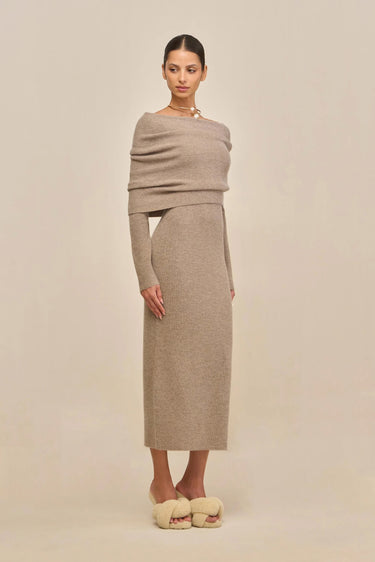 CARLINE KNIT DRESS - TOAST | CARLINE KNIT DRESS - TOAST | Secondary image