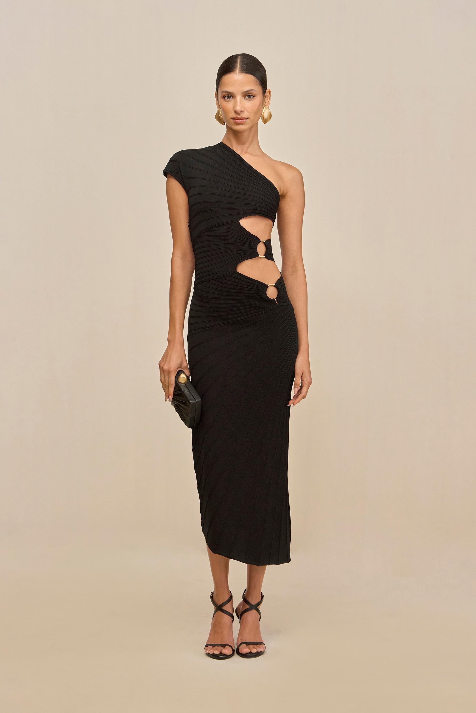 LURENZ KNIT DRESS - BLACK CULT GAIA LURENZ KNIT DRESS - BLACK CULT GAIA