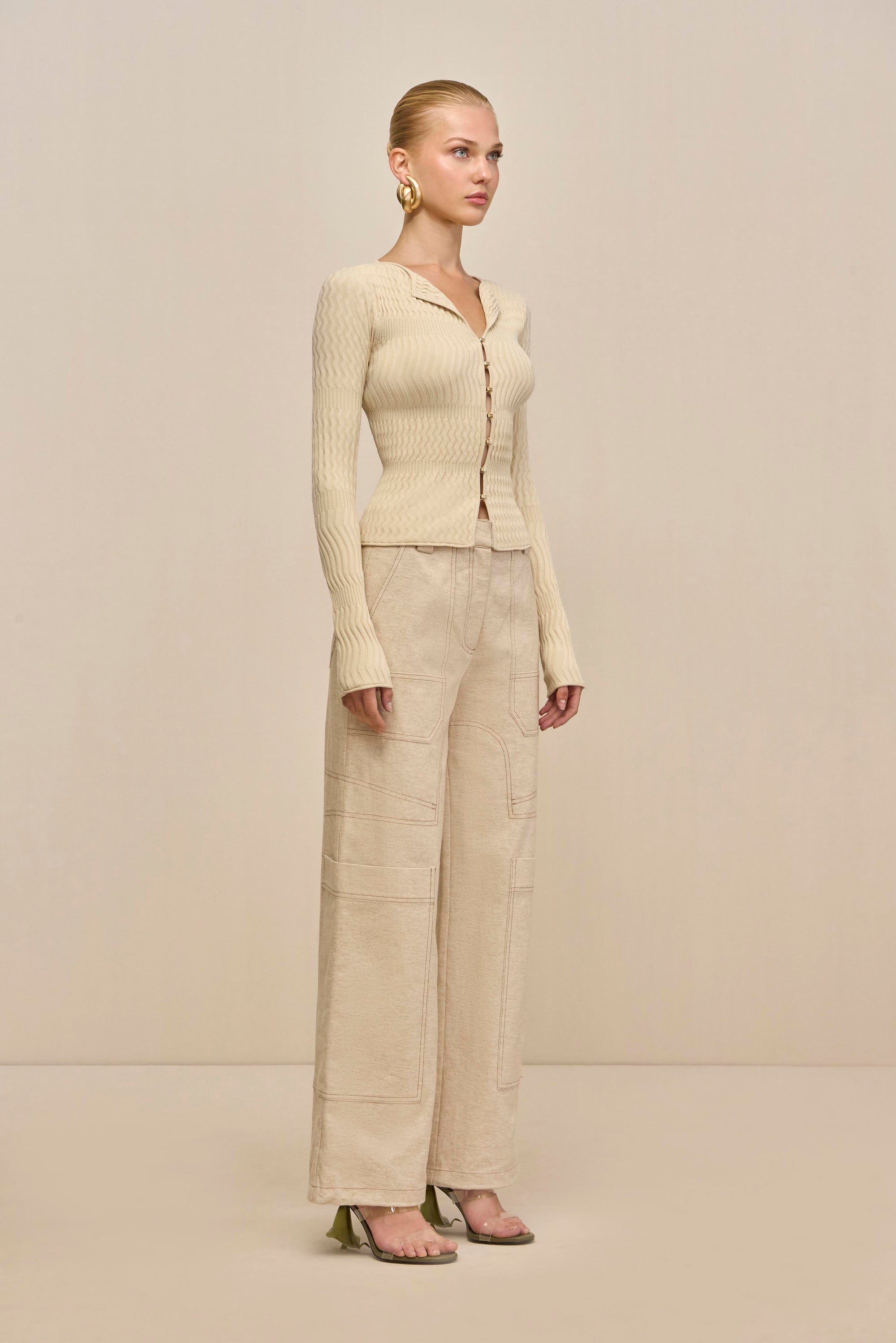 IRENA KNIT CARDIGAN - BEACH