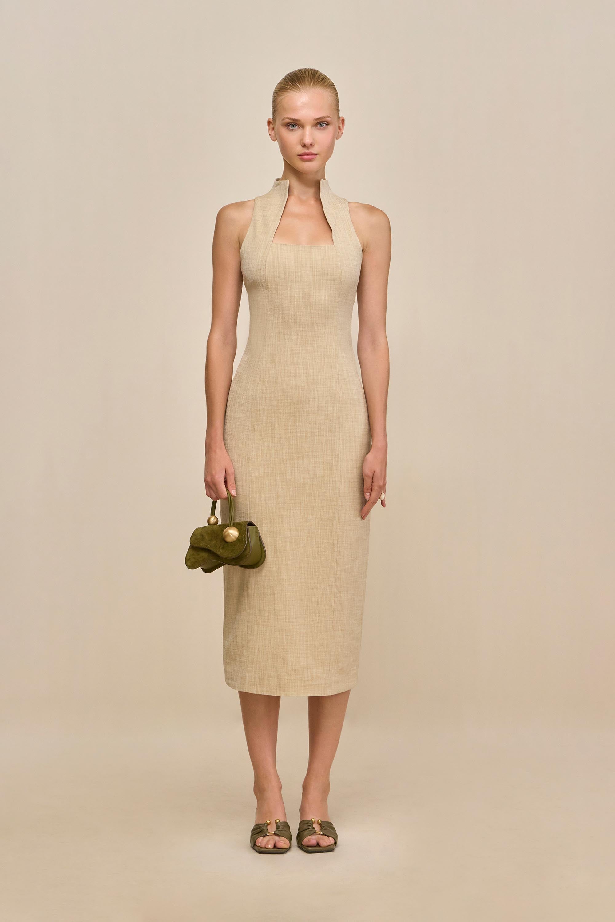 cult gaia beige dress AVERY KNIT DRESS