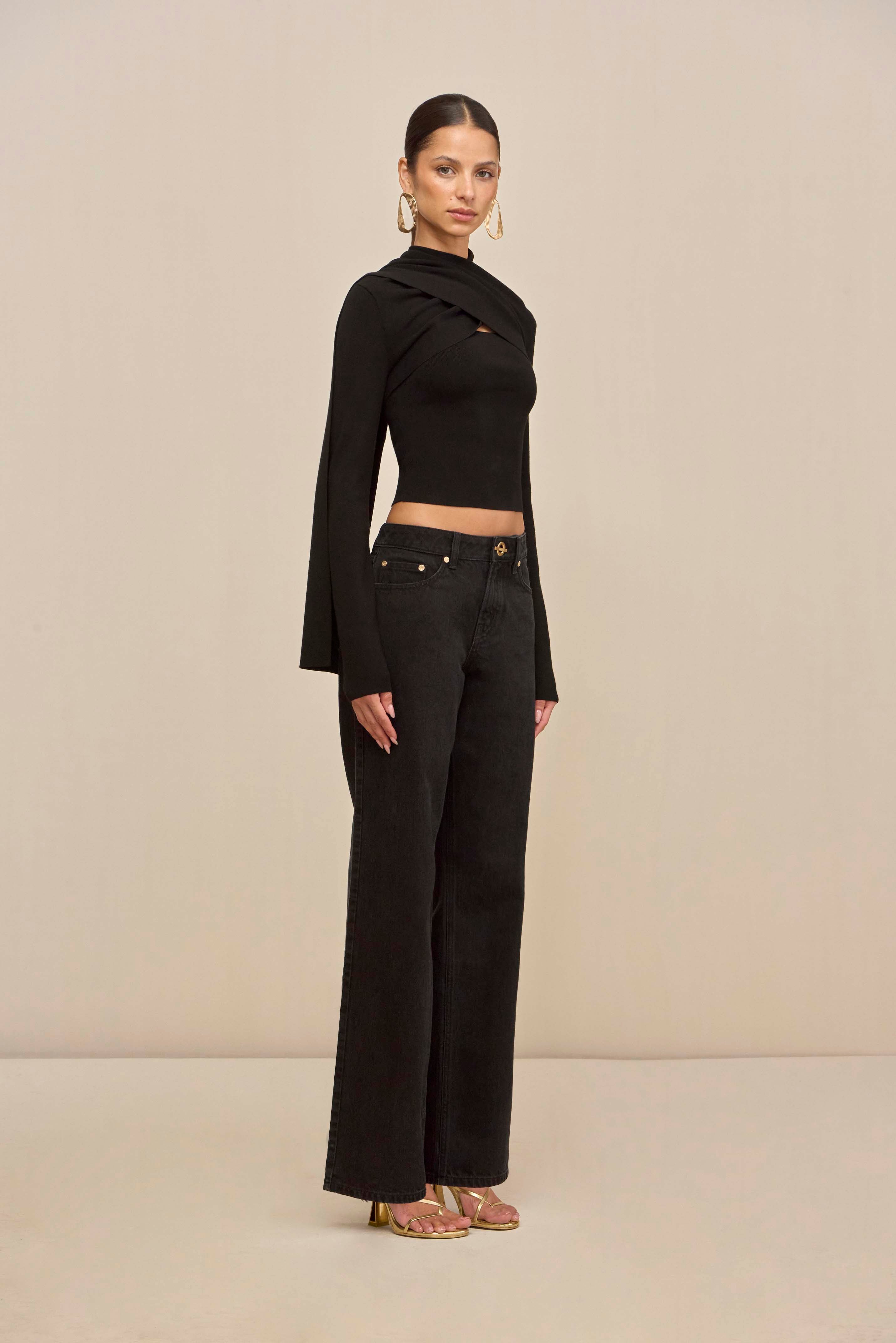 CRAWFORD KNIT TOP - BLACK