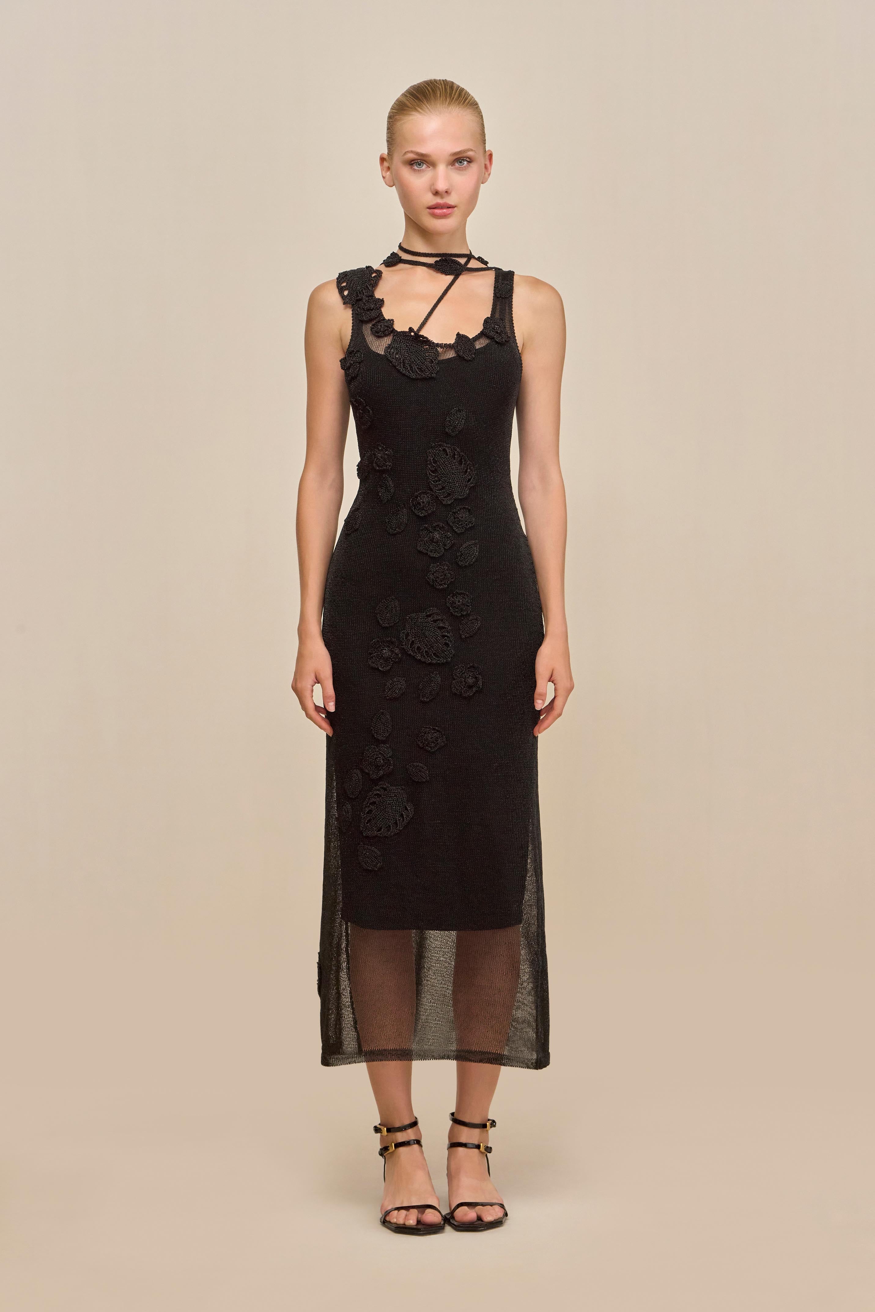 PEMMA KNIT DRESS - BLACK