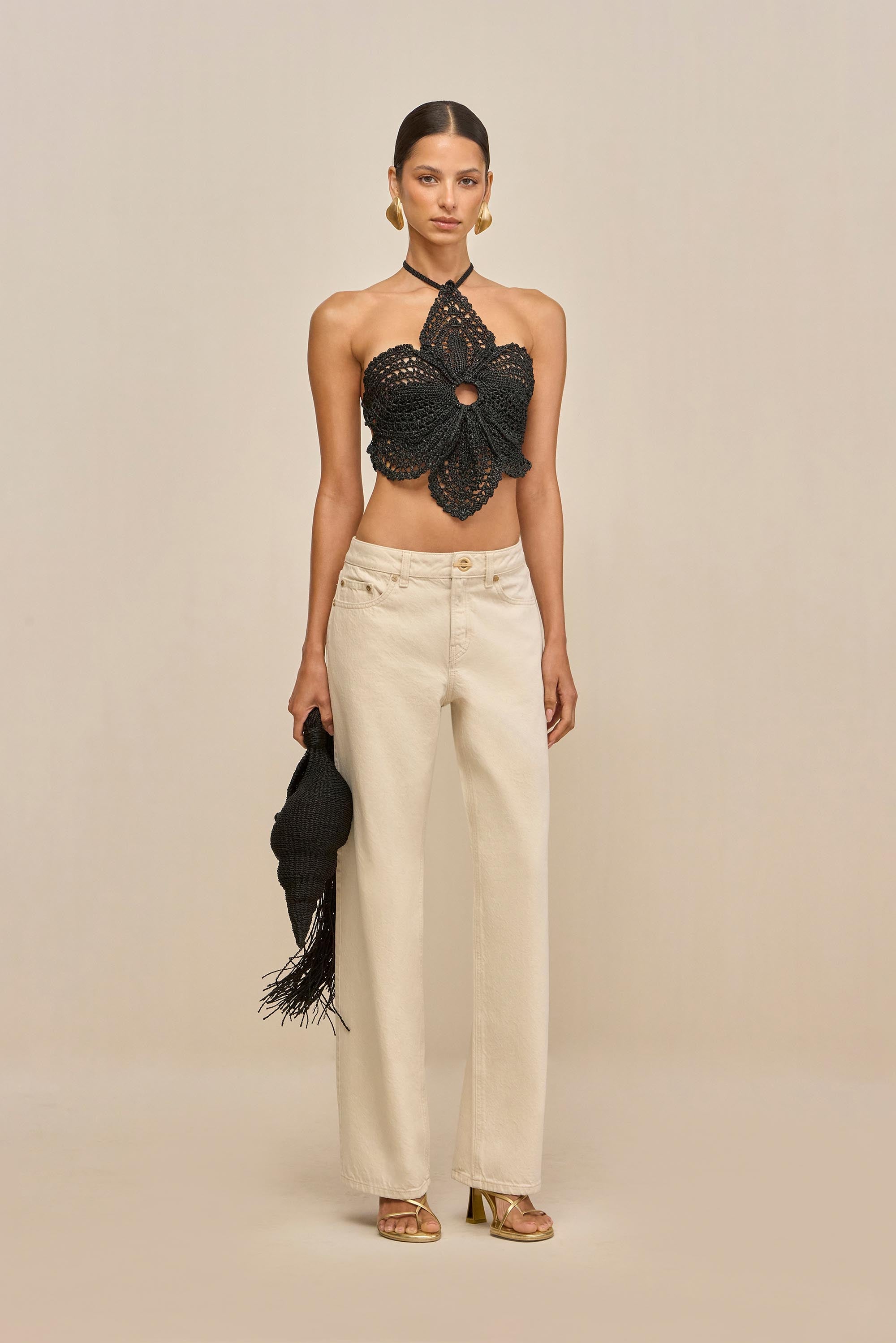 DARLENA CROCHET TOP - BLACK