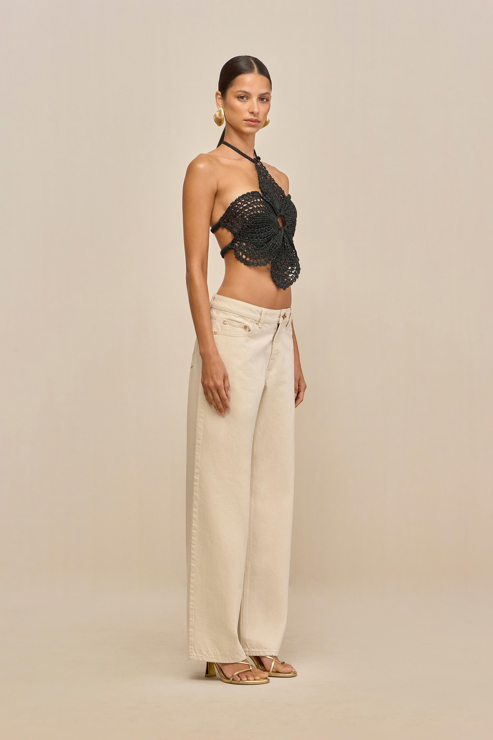 DARLENA CROCHET TOP - BLACK