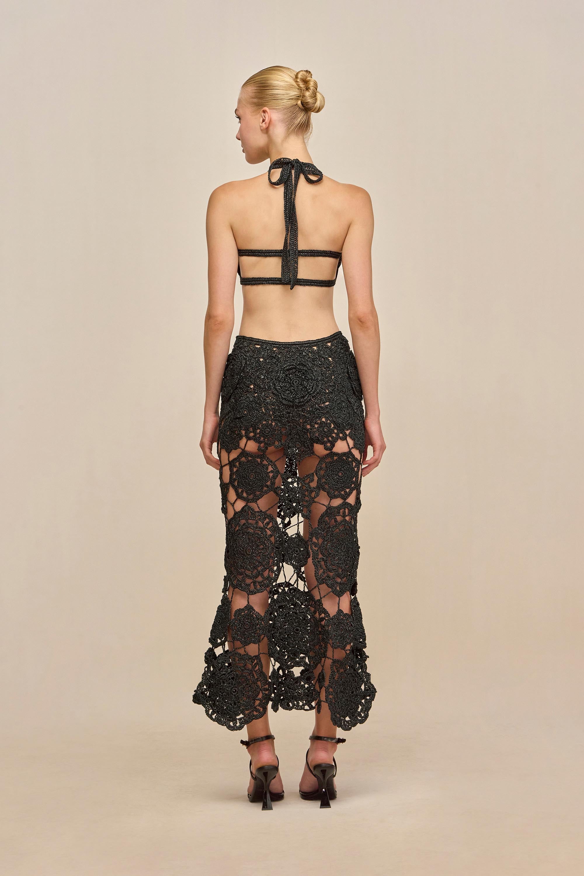 ACCALIA CROCHET GOWN - BLACK CULT GAIA ACCALIA CROCHET GOWN - BLACK CULT GAIA