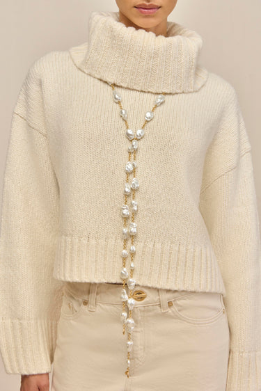 VANA LARIAT NECKLACE - PEARL | VANA LARIAT NECKLACE - PEARL