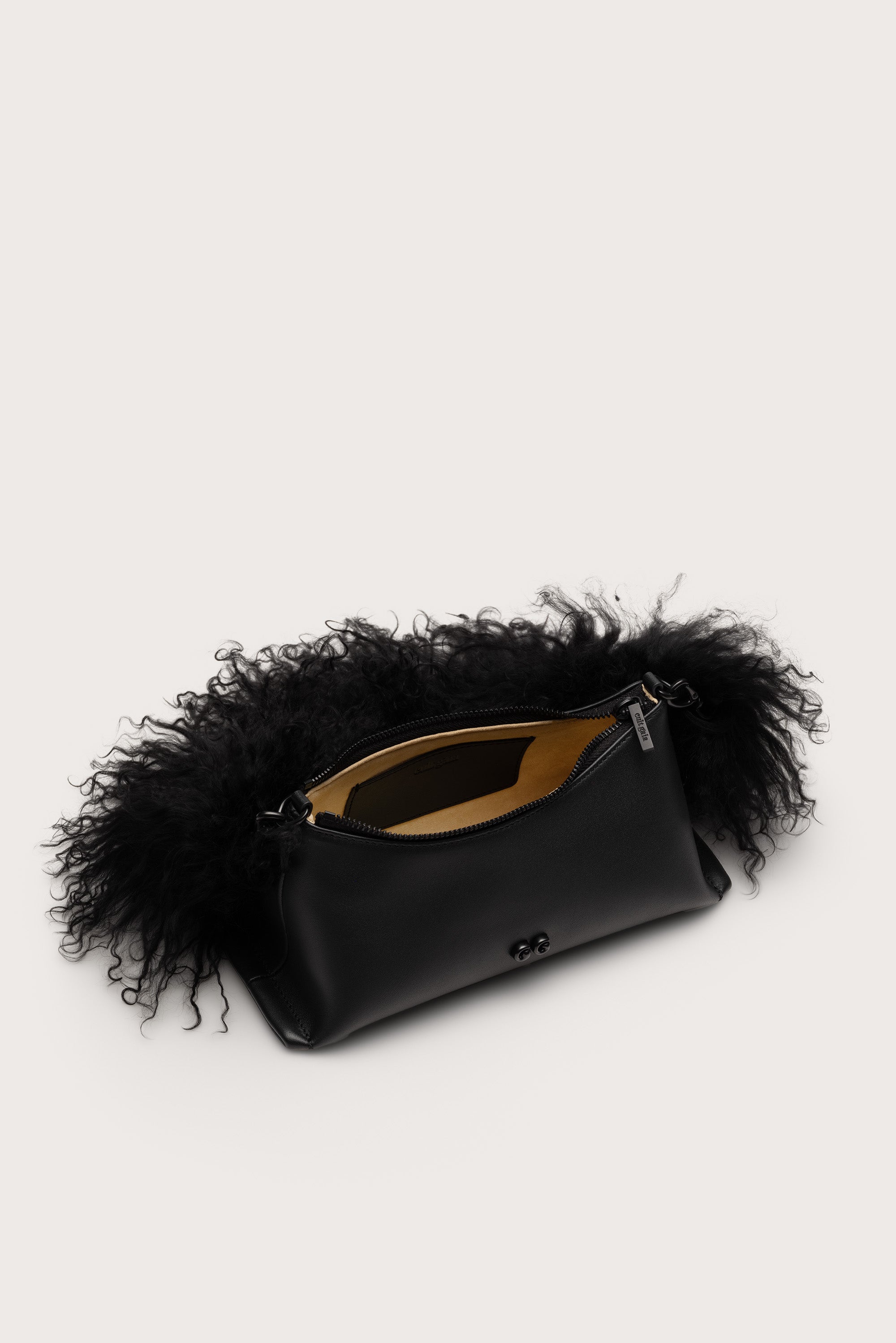 OSA SHOULDER BAG - BLACK SHEARLING