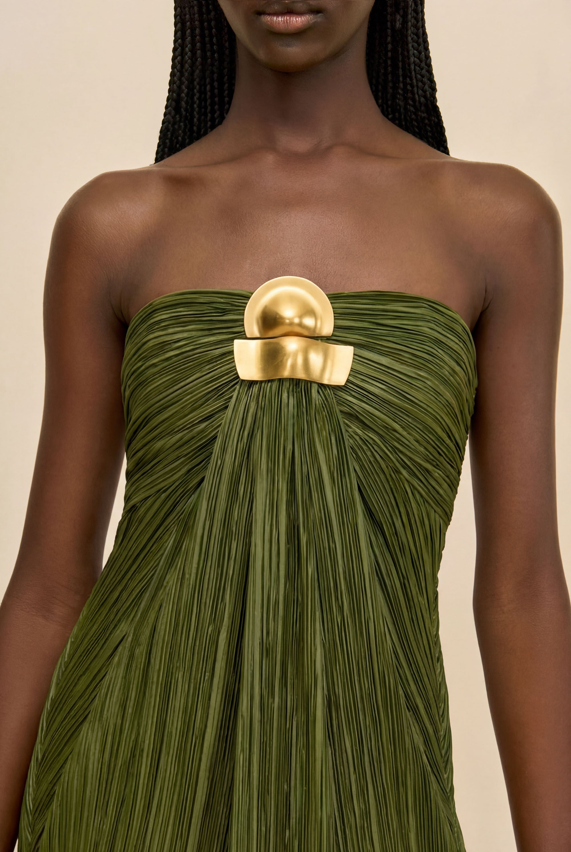 cult gaia green strapless dress TAHIRAE GOWN