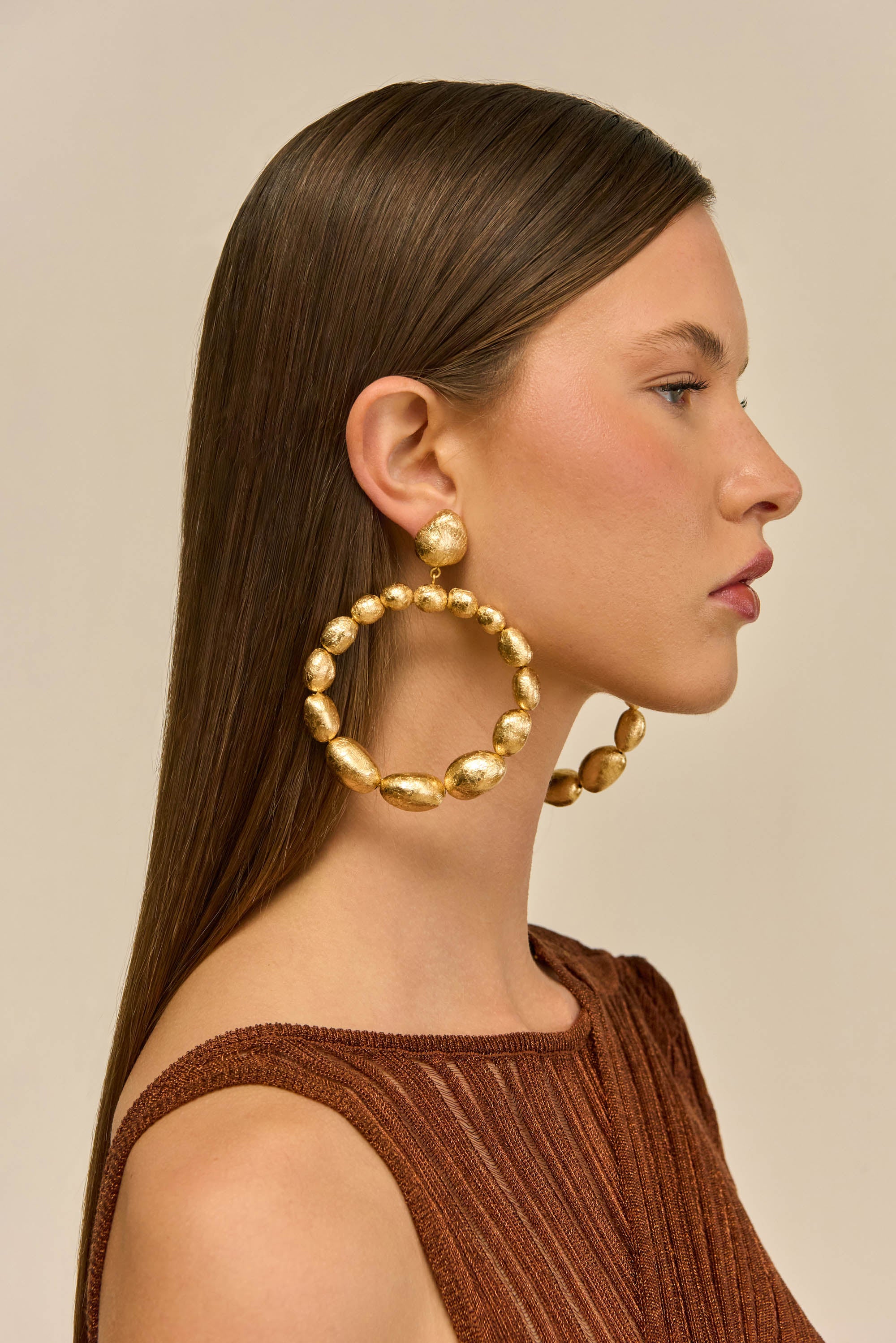 SIRA EARRING - GOLD FOILED WOOD