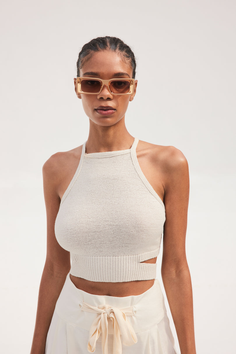 NAN KNIT TOP - OFF WHITE