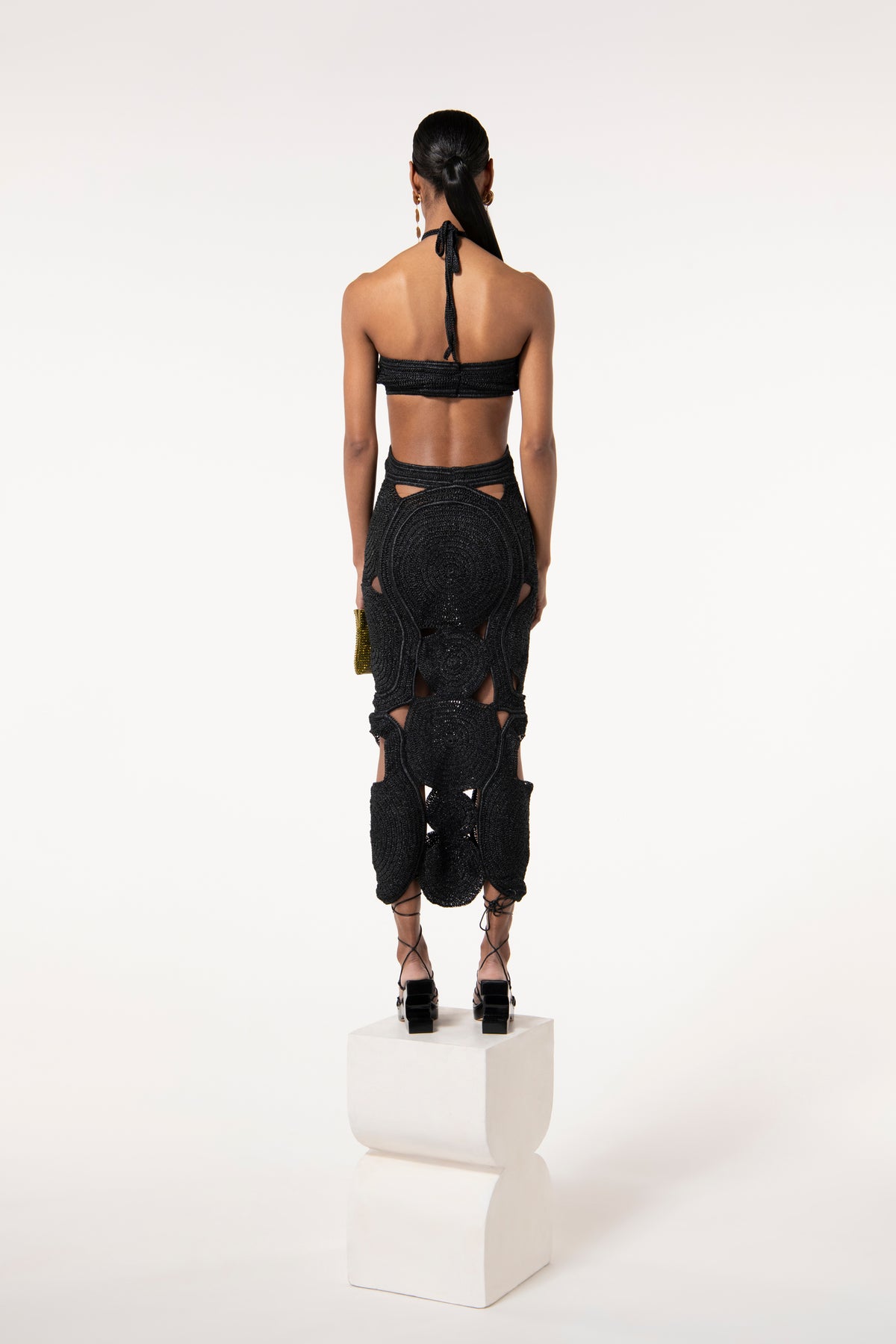 SHENAZ CROCHET DRESS - BLACK