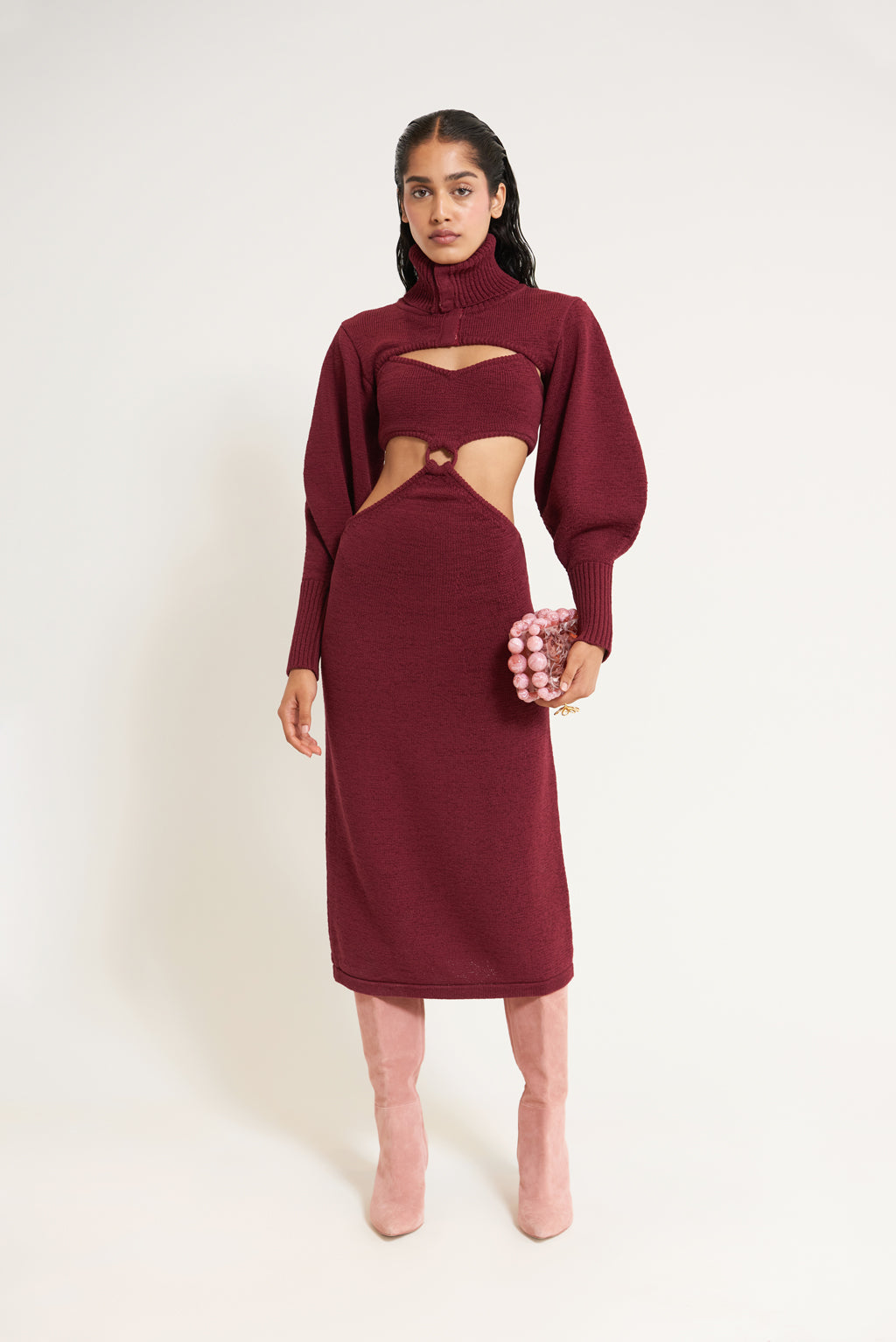 SKYLAR KNIT DRESS - MAROON PEAK