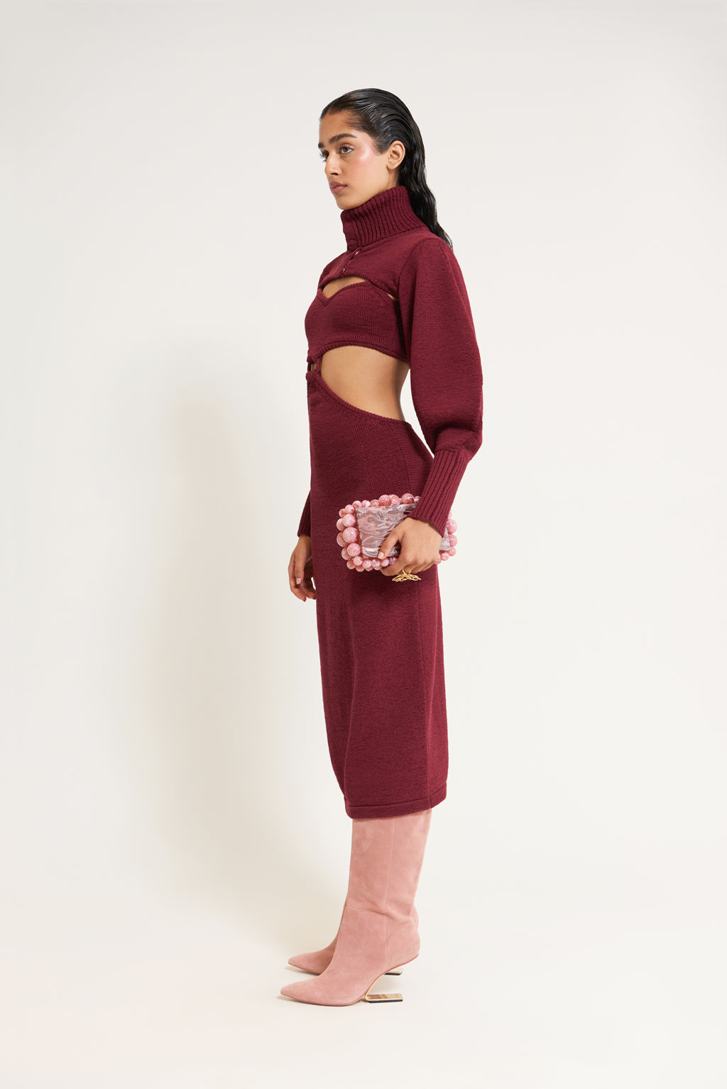 SKYLAR KNIT DRESS - MAROON PEAK