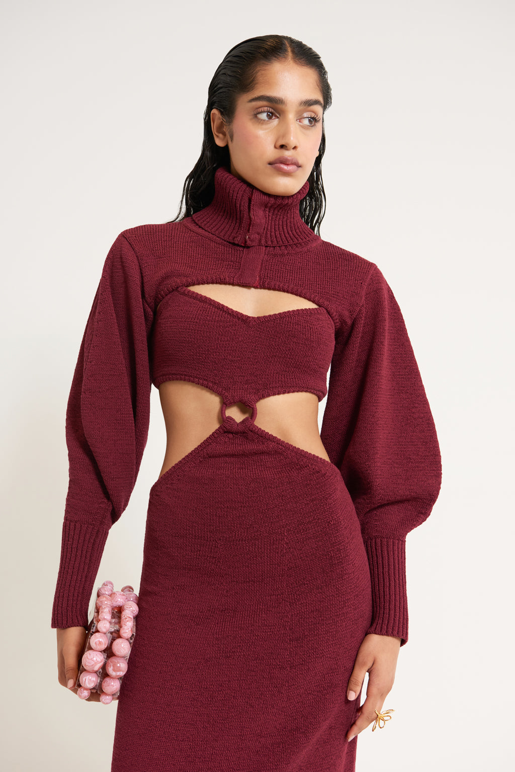 SKYLAR KNIT DRESS - MAROON PEAK