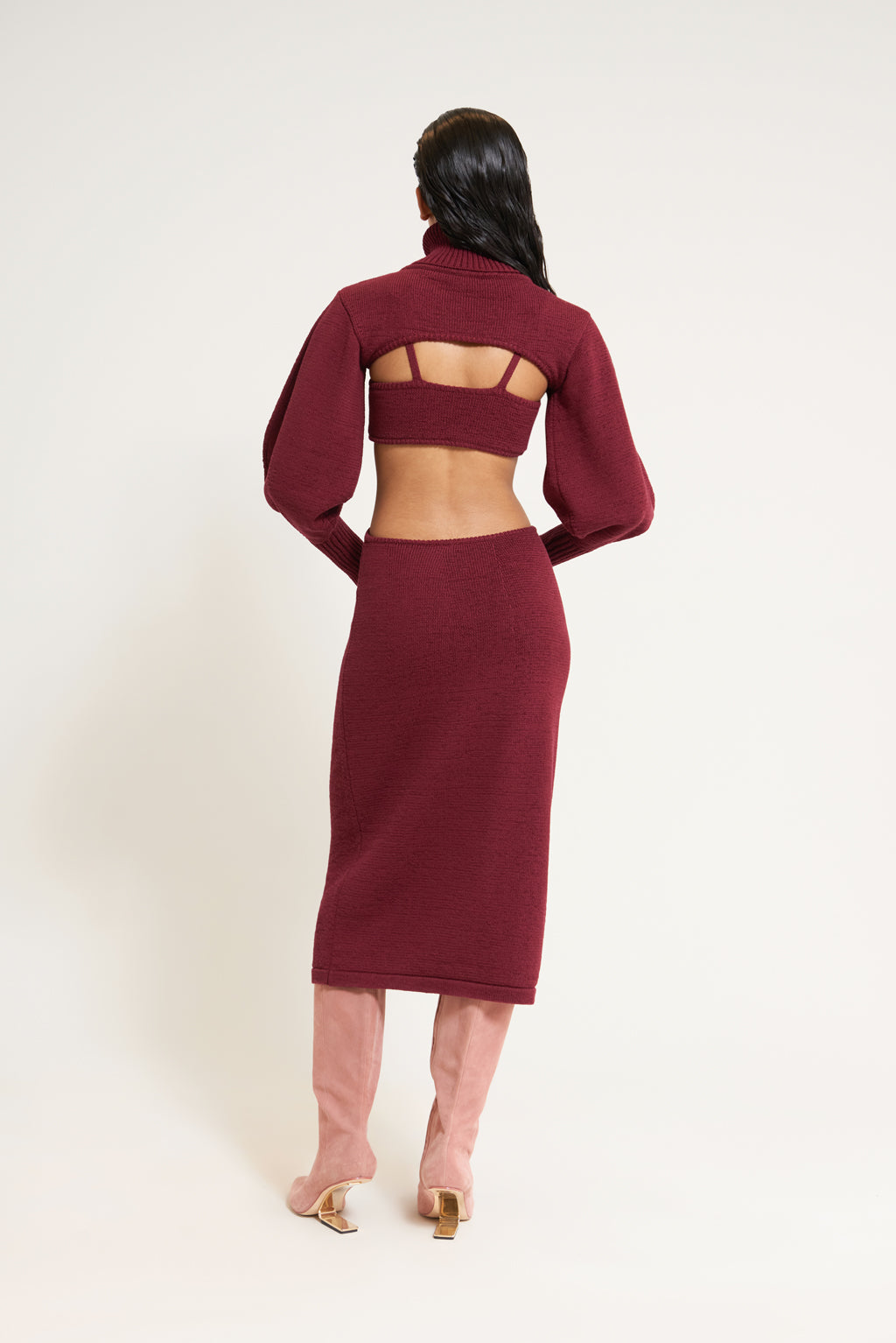 SKYLAR KNIT DRESS - MAROON PEAK
