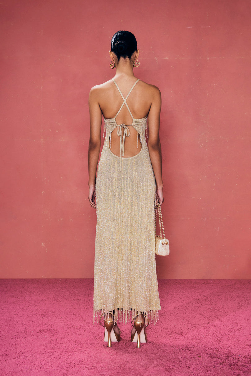 ZION KNIT GOWN - LIGHT GOLD