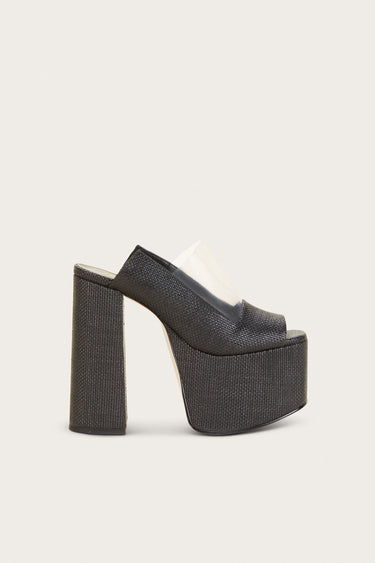 ZIGGY PLATFORM - BLACK RAFFIA | ZIGGY PLATFORM - BLACK RAFFIA