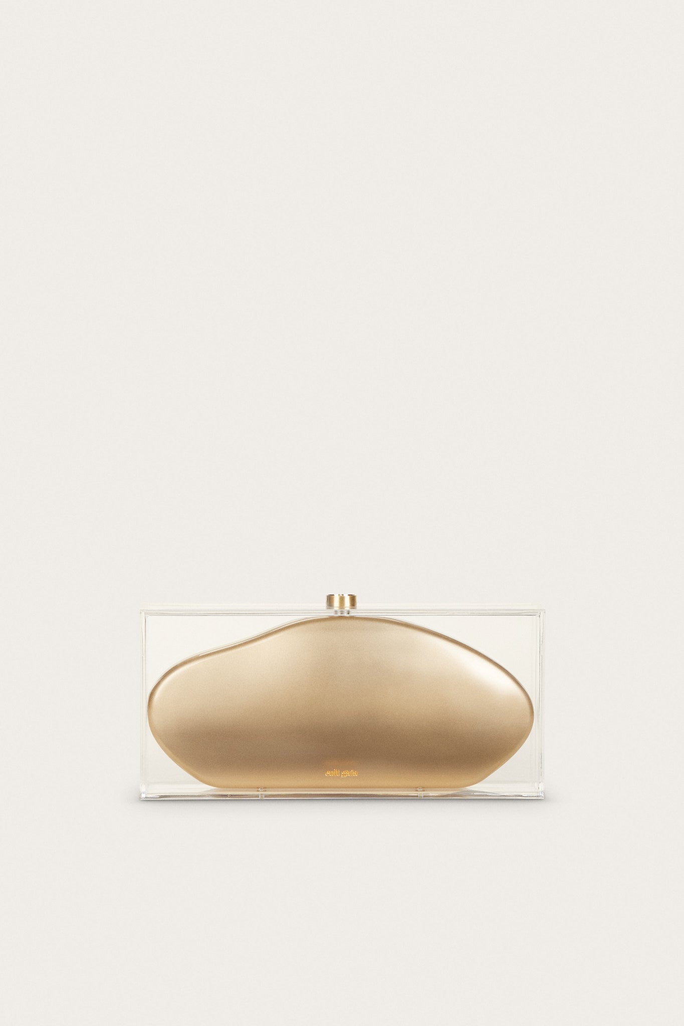 Cult Gaia Annika clear acrylic brass box clutch